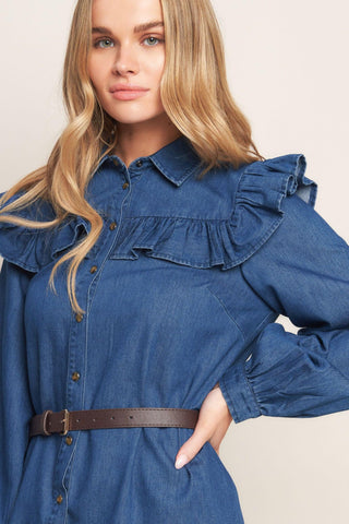 BLUEBIRD COWGIRL DENIM MINI DRESS - Glamourous Grace