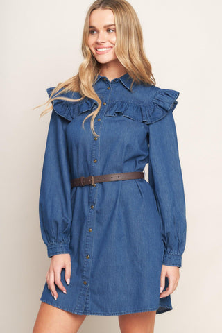 BLUEBIRD COWGIRL DENIM MINI DRESS - Glamourous Grace