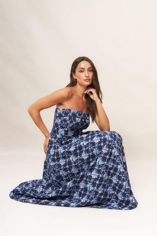 BLUE RENAISSANCE WOVEN MIDI DRESS - Glamourous Grace