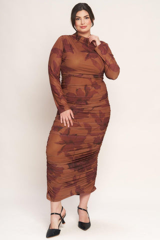 AMBER FLORA POWER MESH MIDI DRESS - Glamourous Grace