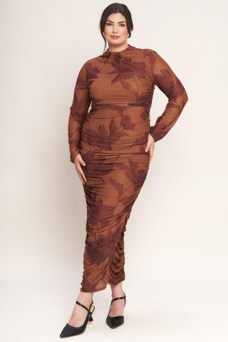 AMBER FLORA POWER MESH MIDI DRESS - Glamourous Grace