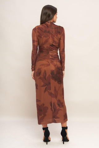 AMBER FLORA POWER MESH MIDI DRESS - Glamourous Grace
