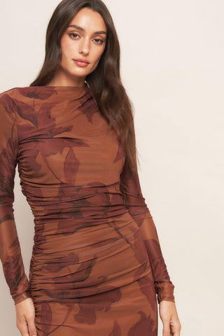 AMBER FLORA POWER MESH MIDI DRESS - Glamourous Grace