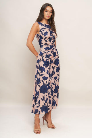 TWILIGHT FLORAL POWER MESH MIDI DRESS - Glamourous Grace
