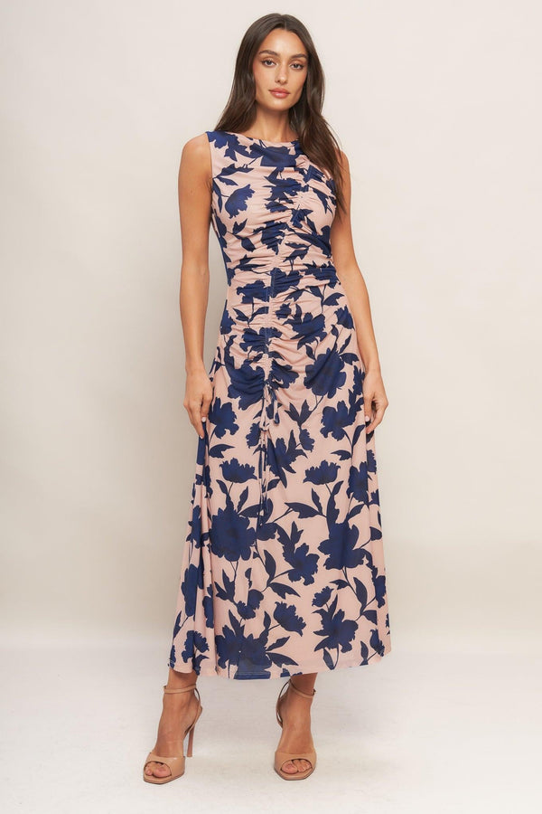 TWILIGHT FLORAL POWER MESH MIDI DRESS - Glamourous Grace