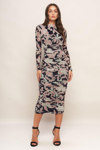MUTED ROMANCE POWER MESH MIDI DRESS - Glamourous Grace