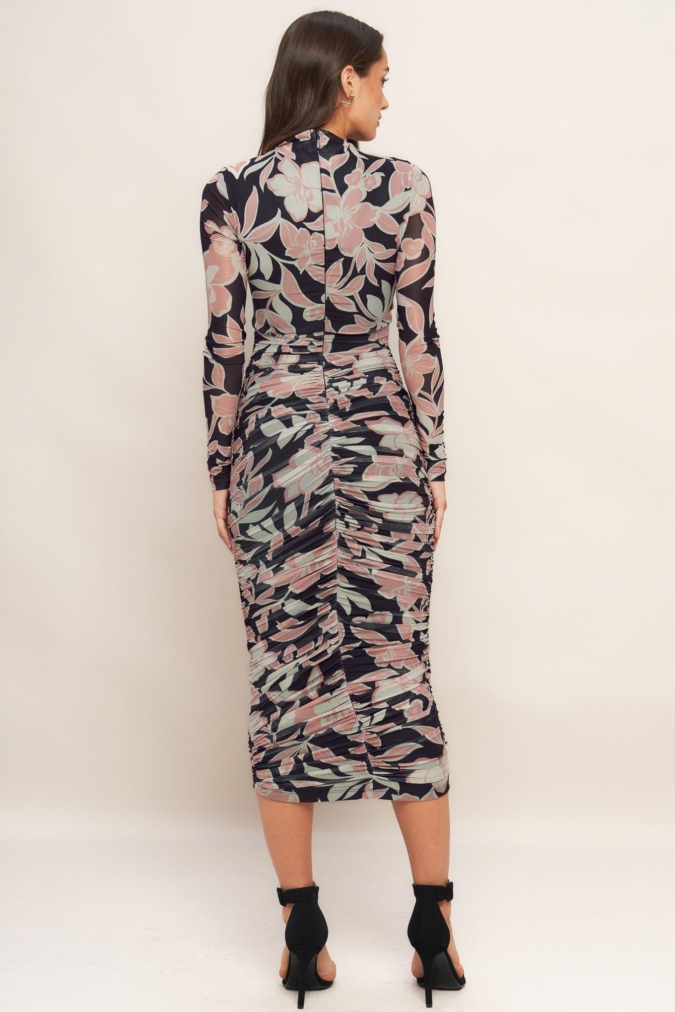 MUTED ROMANCE POWER MESH MIDI DRESS - Glamourous Grace