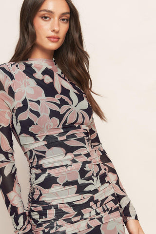 MUTED ROMANCE POWER MESH MIDI DRESS - Glamourous Grace