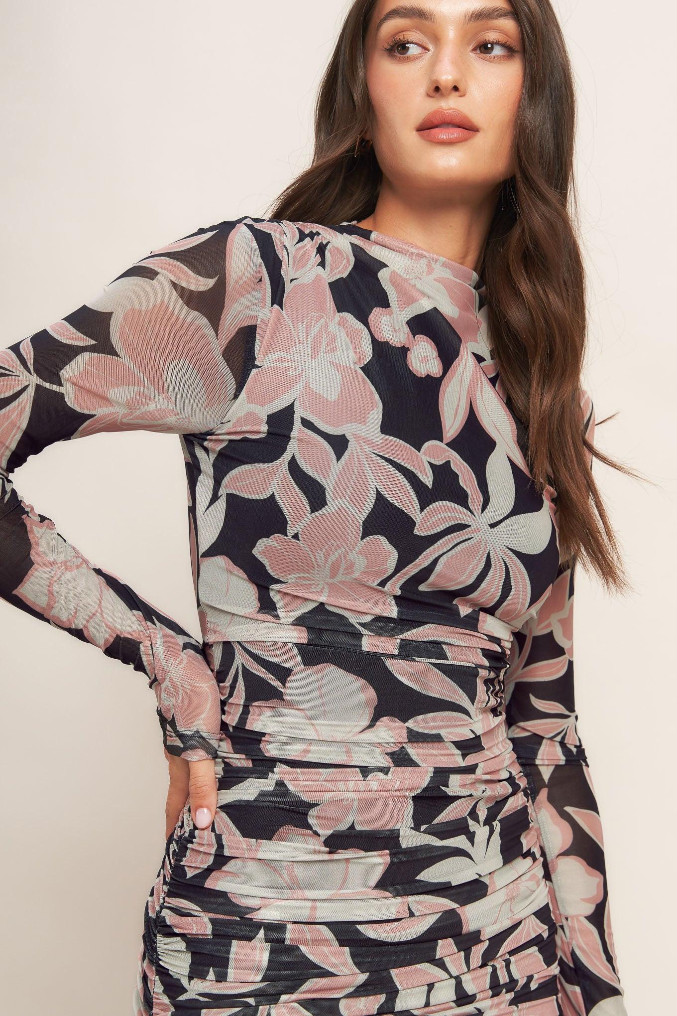 MUTED ROMANCE POWER MESH MIDI DRESS - Glamourous Grace