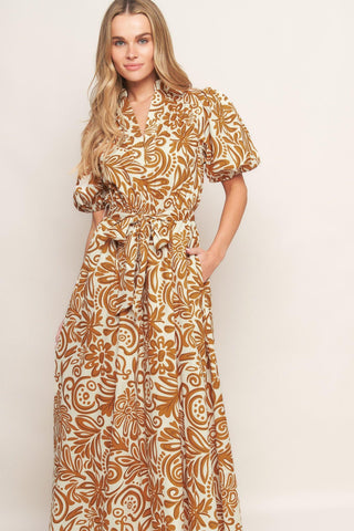 CINNAMON GARDEN WOVEN MIDI DRESS - Glamourous Grace