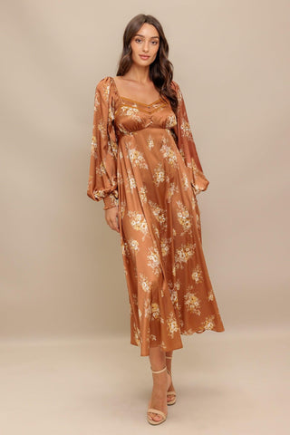 CARAMEL SUNSET WOVEN MIDI DRESS - Glamourous Grace
