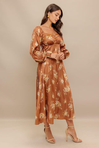 CARAMEL SUNSET WOVEN MIDI DRESS - Glamourous Grace