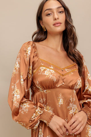 CARAMEL SUNSET WOVEN MIDI DRESS - Glamourous Grace