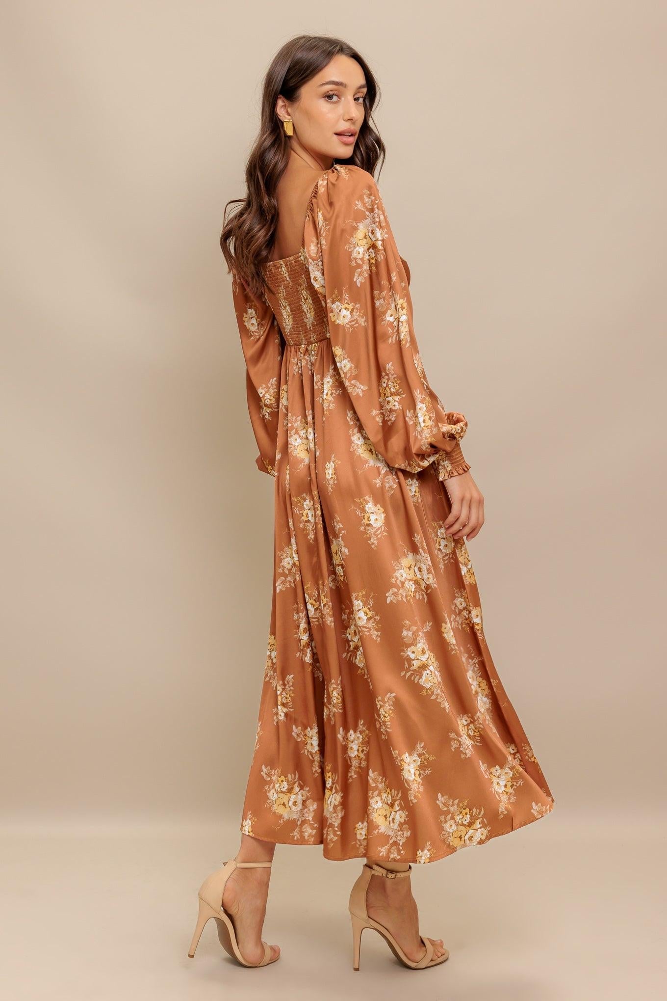 CARAMEL SUNSET WOVEN MIDI DRESS - Glamourous Grace