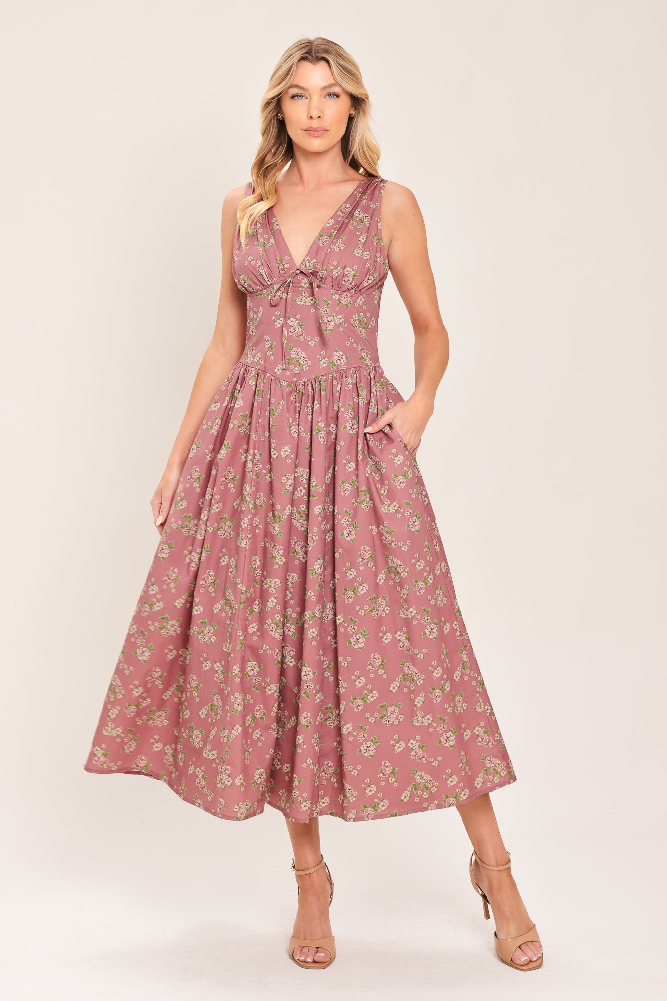 GARDEN PARTY ROSE WOVEN MIDI DRESS - Glamourous Grace