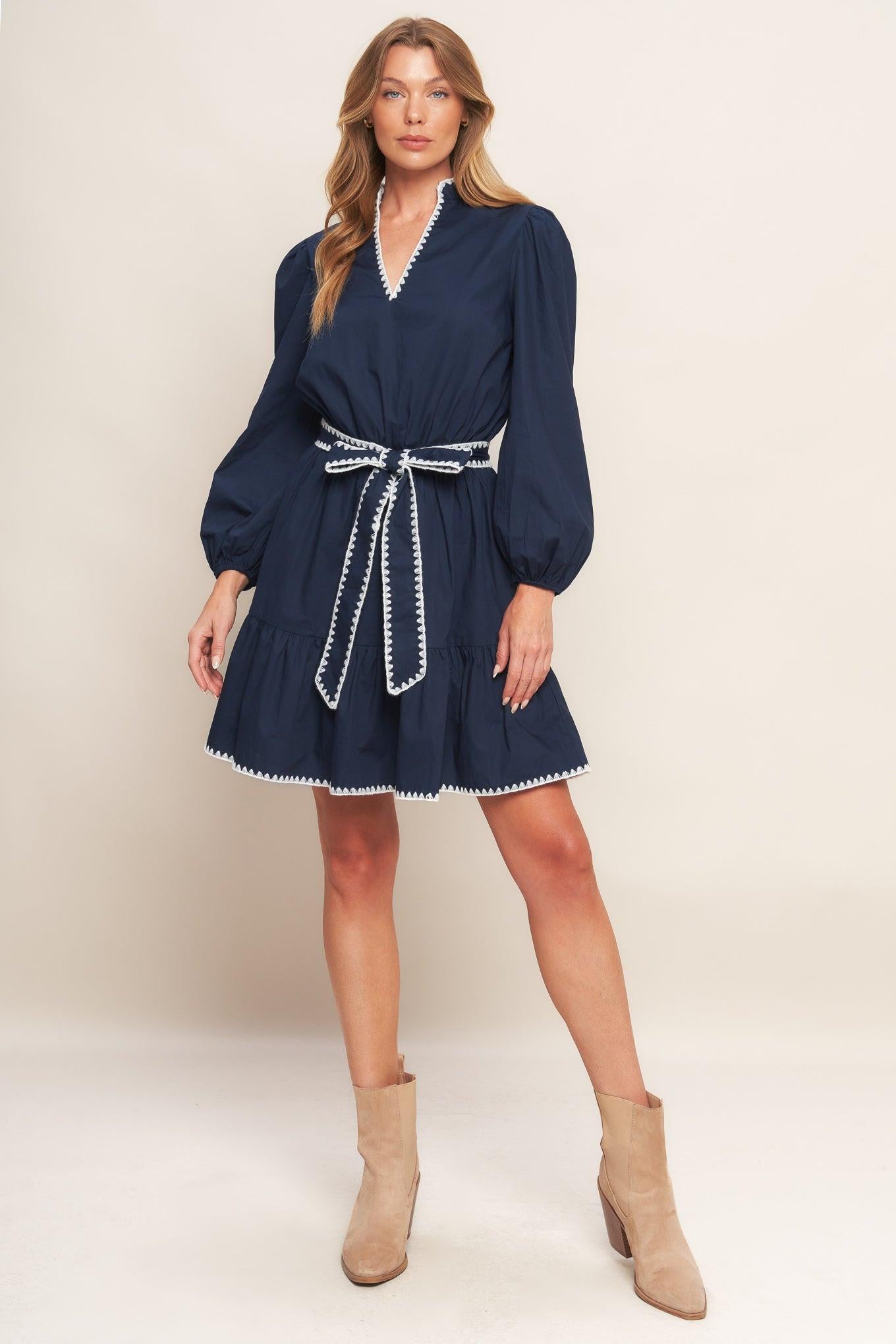 URBAN NOIR NAVY WOVEN MINI DRESS - Glamourous Grace