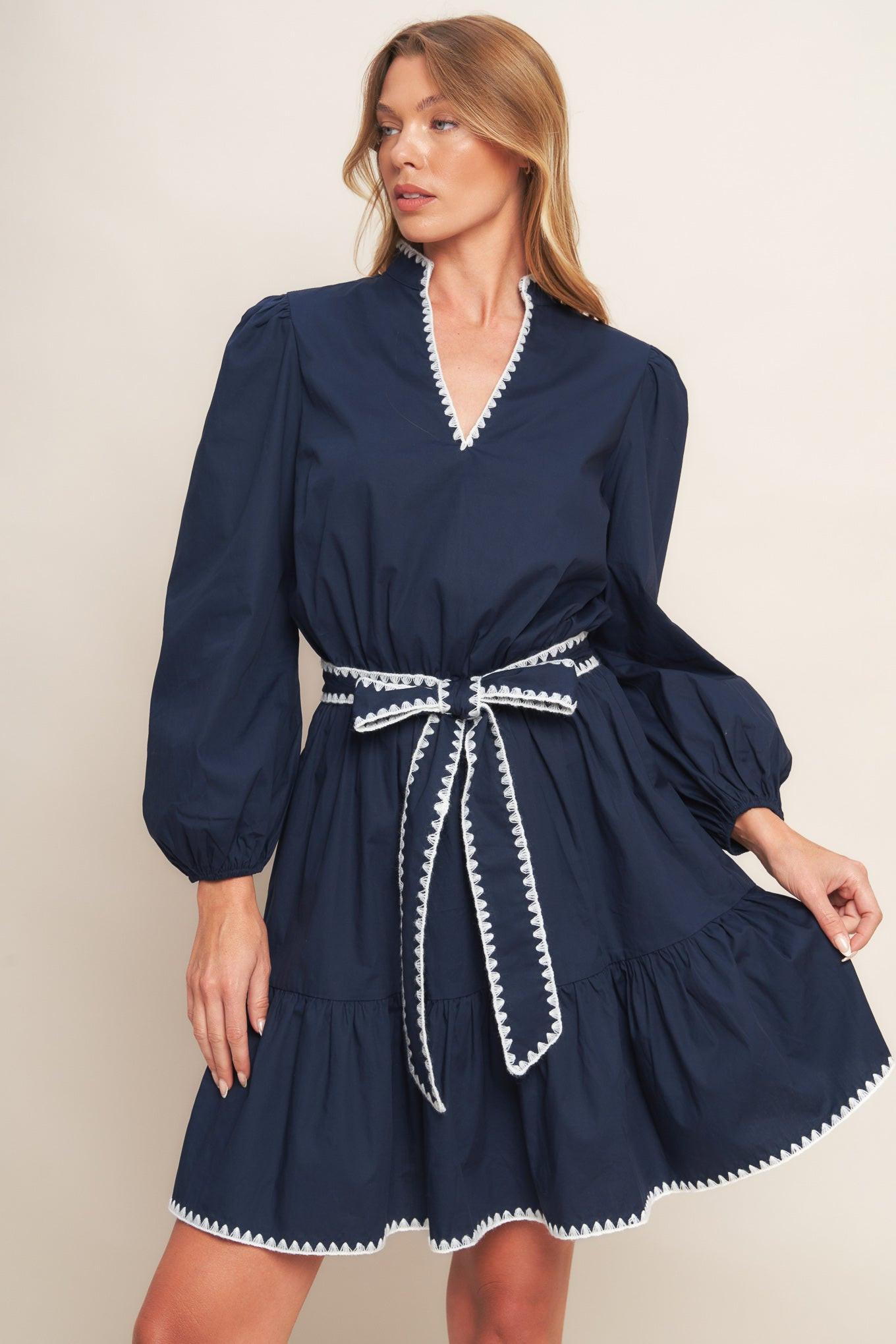 URBAN NOIR NAVY WOVEN MINI DRESS - Glamourous Grace