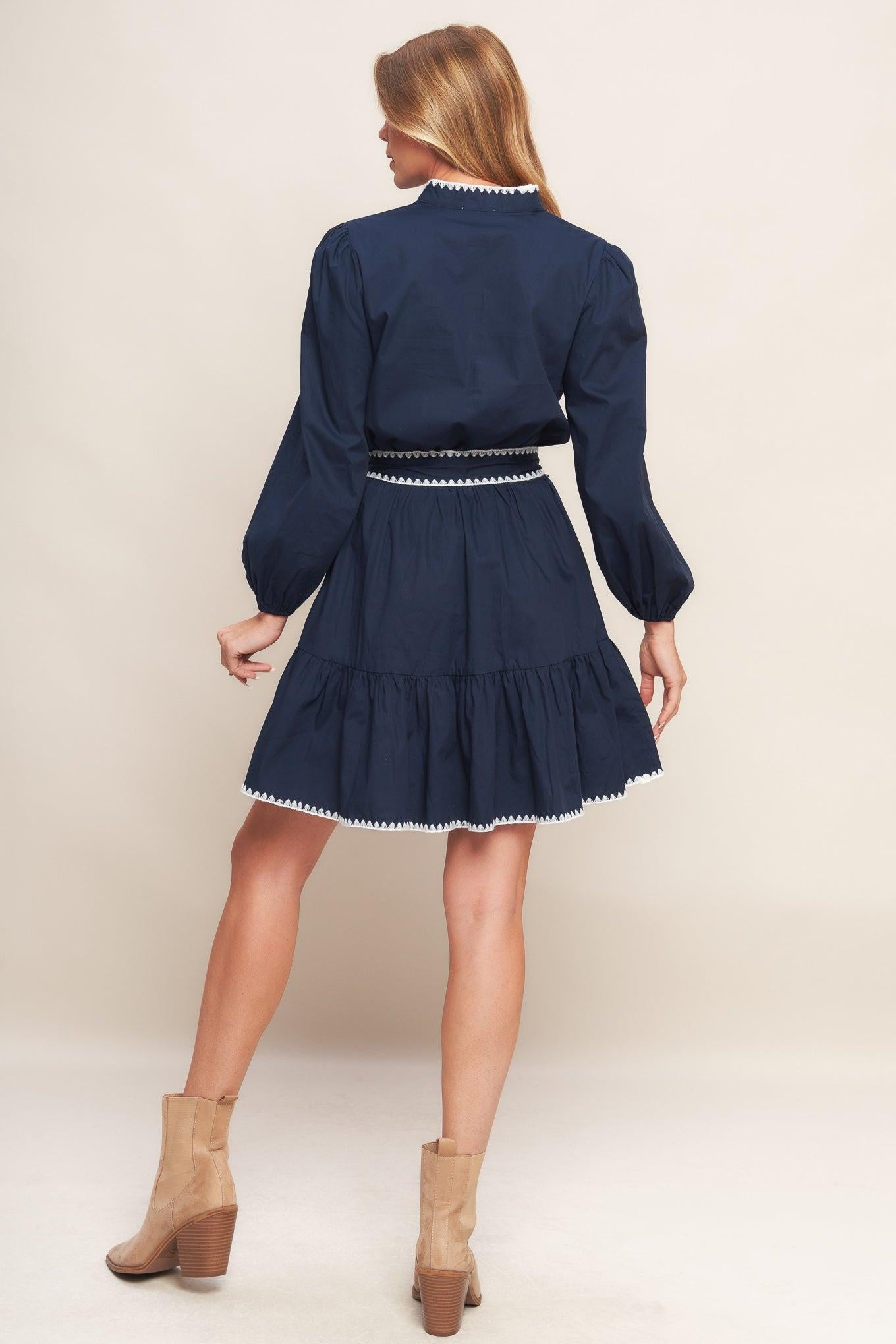 URBAN NOIR NAVY WOVEN MINI DRESS - Glamourous Grace