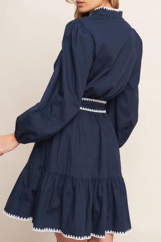 URBAN NOIR NAVY WOVEN MINI DRESS - Glamourous Grace