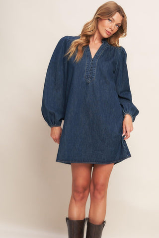 CANYON BREEZE DENIM MINI DRESS - Glamourous Grace