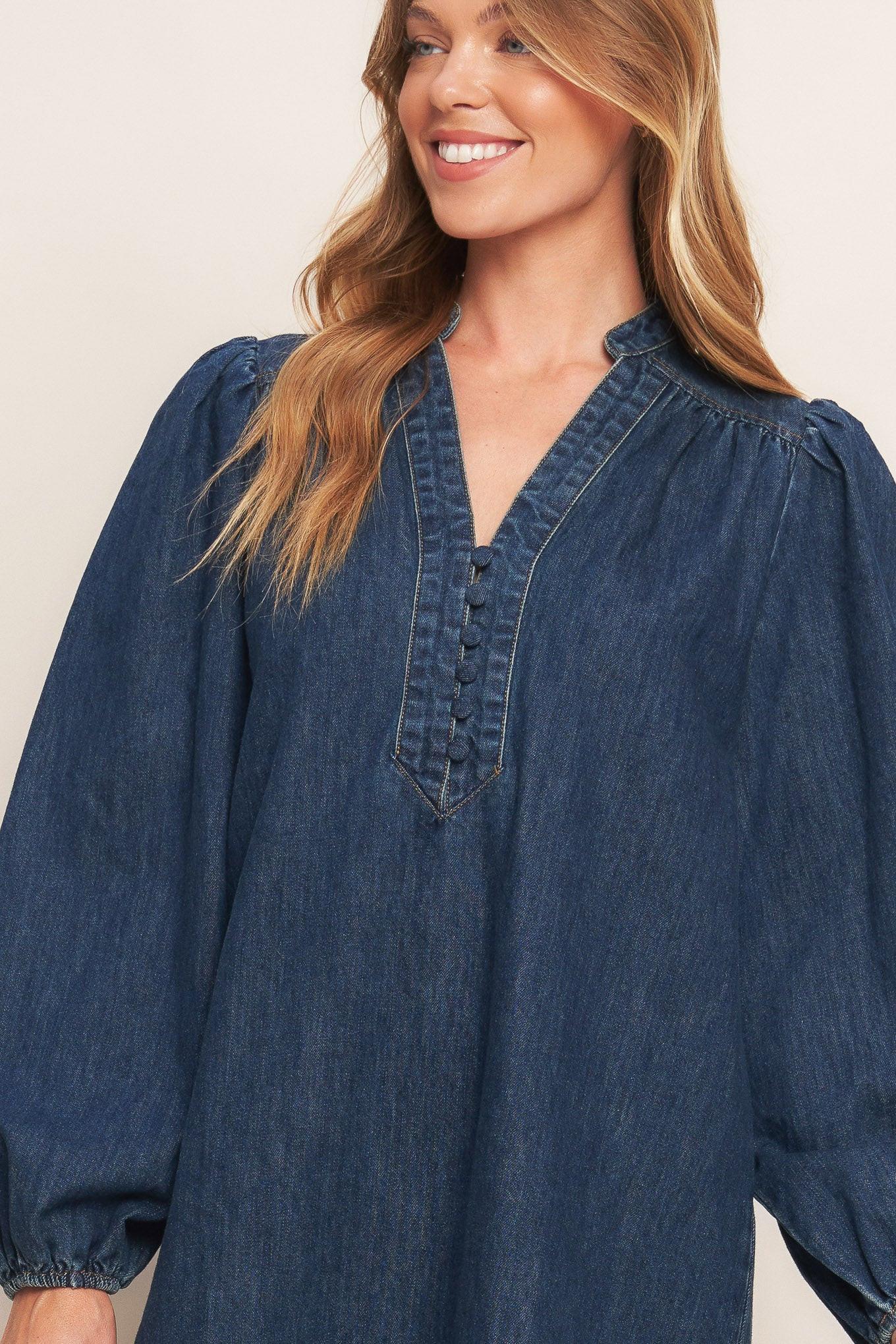 CANYON BREEZE DENIM MINI DRESS - Glamourous Grace
