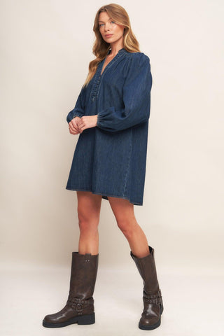 CANYON BREEZE DENIM MINI DRESS - Glamourous Grace