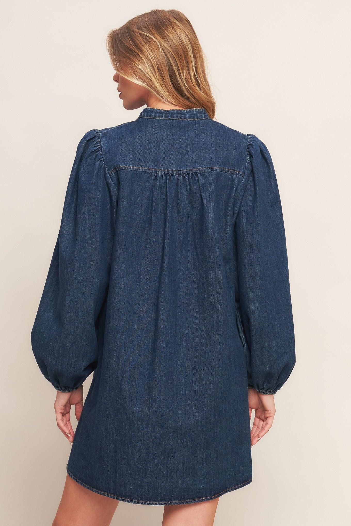 CANYON BREEZE DENIM MINI DRESS - Glamourous Grace