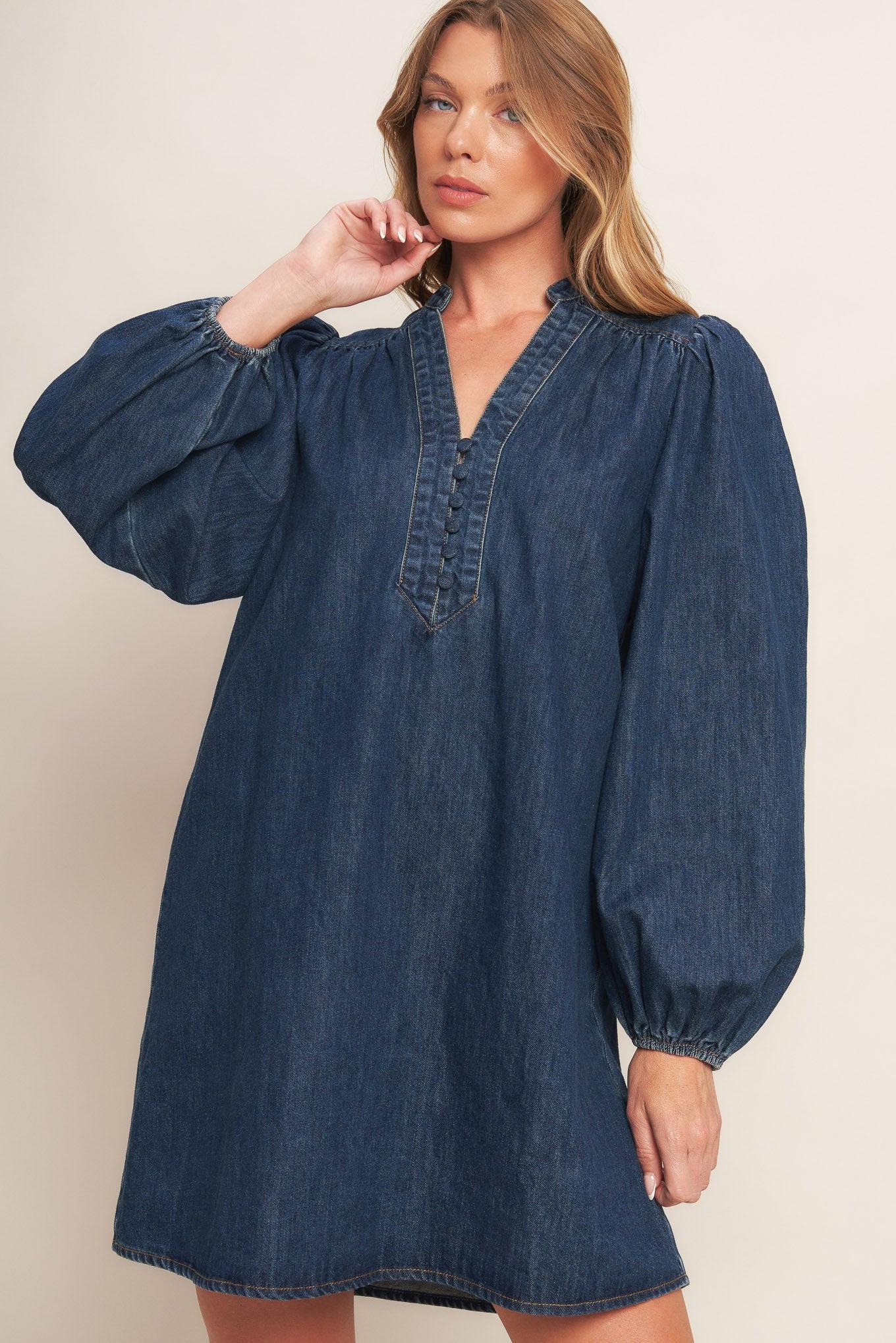 CANYON BREEZE DENIM MINI DRESS - Glamourous Grace