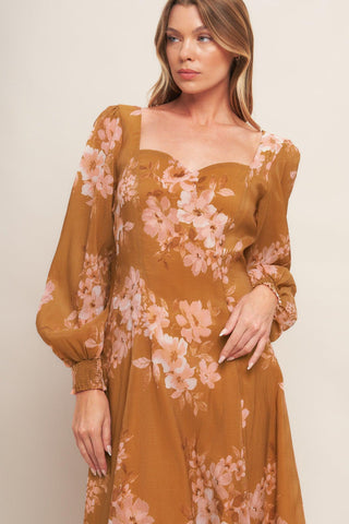 GOLDEN BLOSSOM WOVEN ANKLE DRESS - Glamourous Grace
