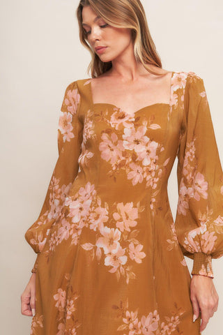 GOLDEN BLOSSOM WOVEN ANKLE DRESS - Glamourous Grace