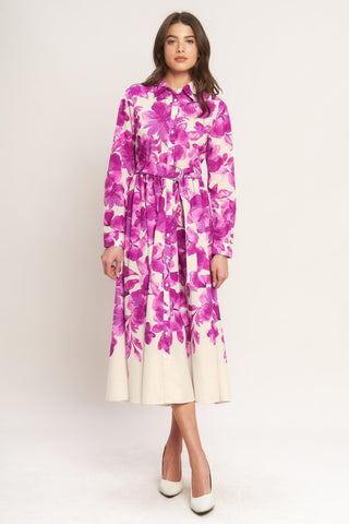 BERRY PETAL WOVEN MIDI SHIRT DRESS - Glamourous Grace