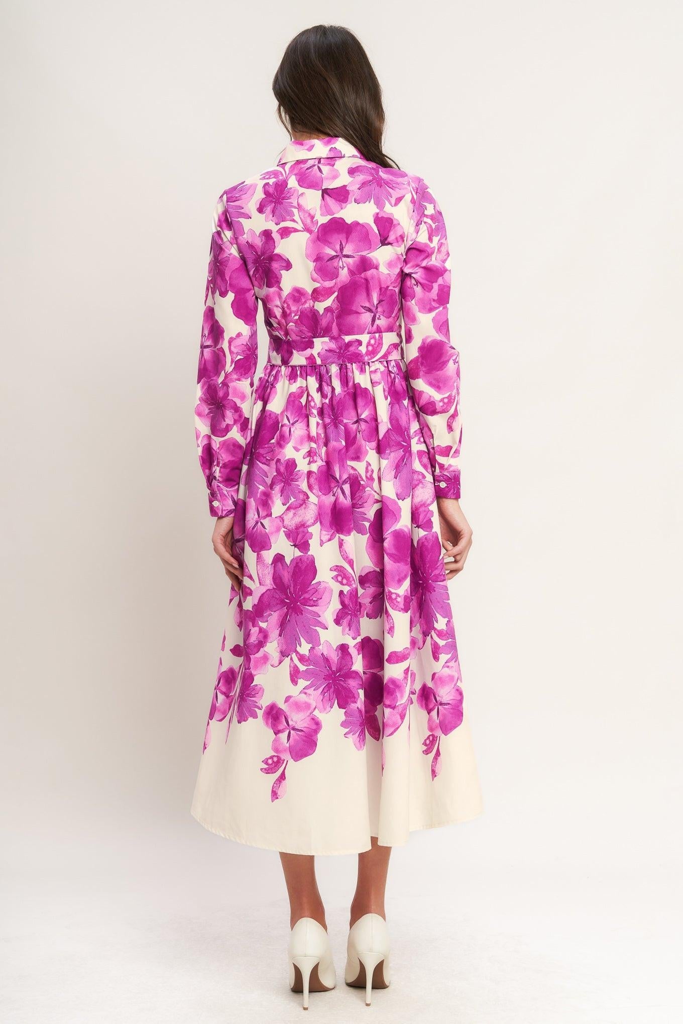 BERRY PETAL WOVEN MIDI SHIRT DRESS - Glamourous Grace