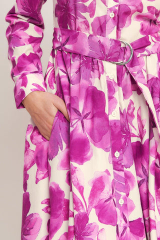 BERRY PETAL WOVEN MIDI SHIRT DRESS - Glamourous Grace