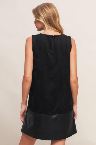 CITY SLEEK  FAUX SUEDE AND LEATHER SHIFT DRESS - Glamourous Grace