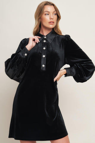 VELVET POWER BLACK MINI DRESS - Glamourous Grace