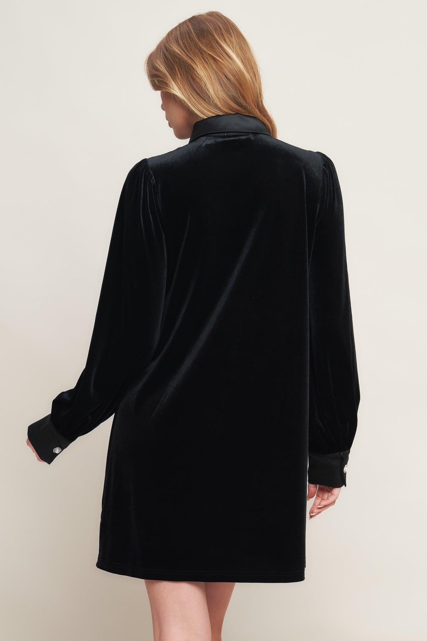 VELVET POWER BLACK MINI DRESS - Glamourous Grace