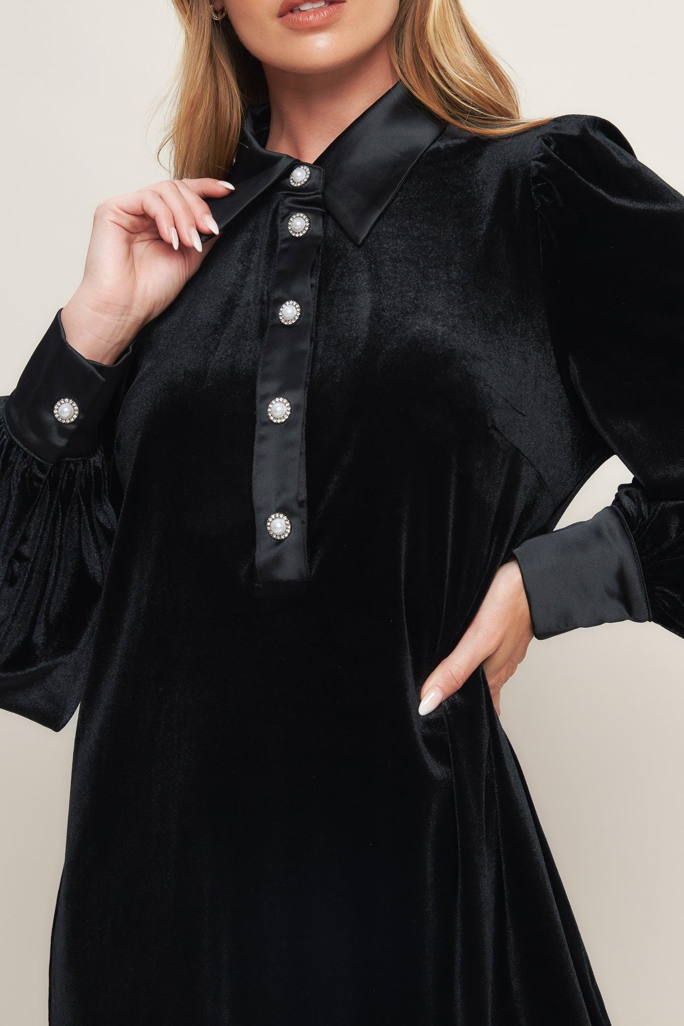 VELVET POWER BLACK MINI DRESS - Glamourous Grace