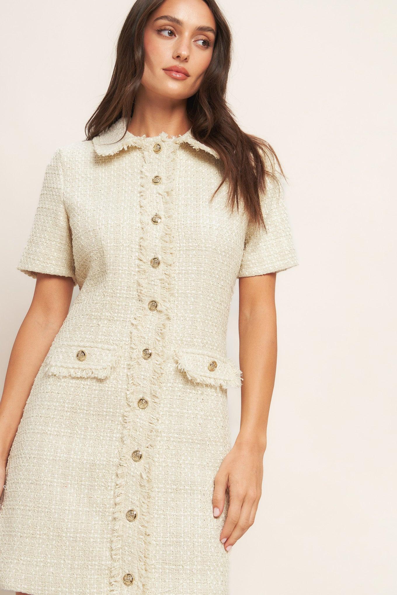 BOUCLÉ AFFAIR TWEED MINI DRESS - Glamourous Grace