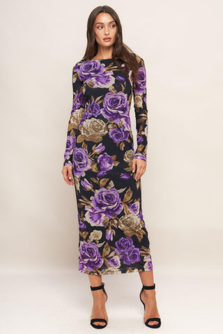 VIOLET EMBRACE POWER MESH MIDI DRESS - Glamourous Grace