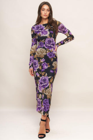 VIOLET EMBRACE POWER MESH MIDI DRESS - Glamourous Grace
