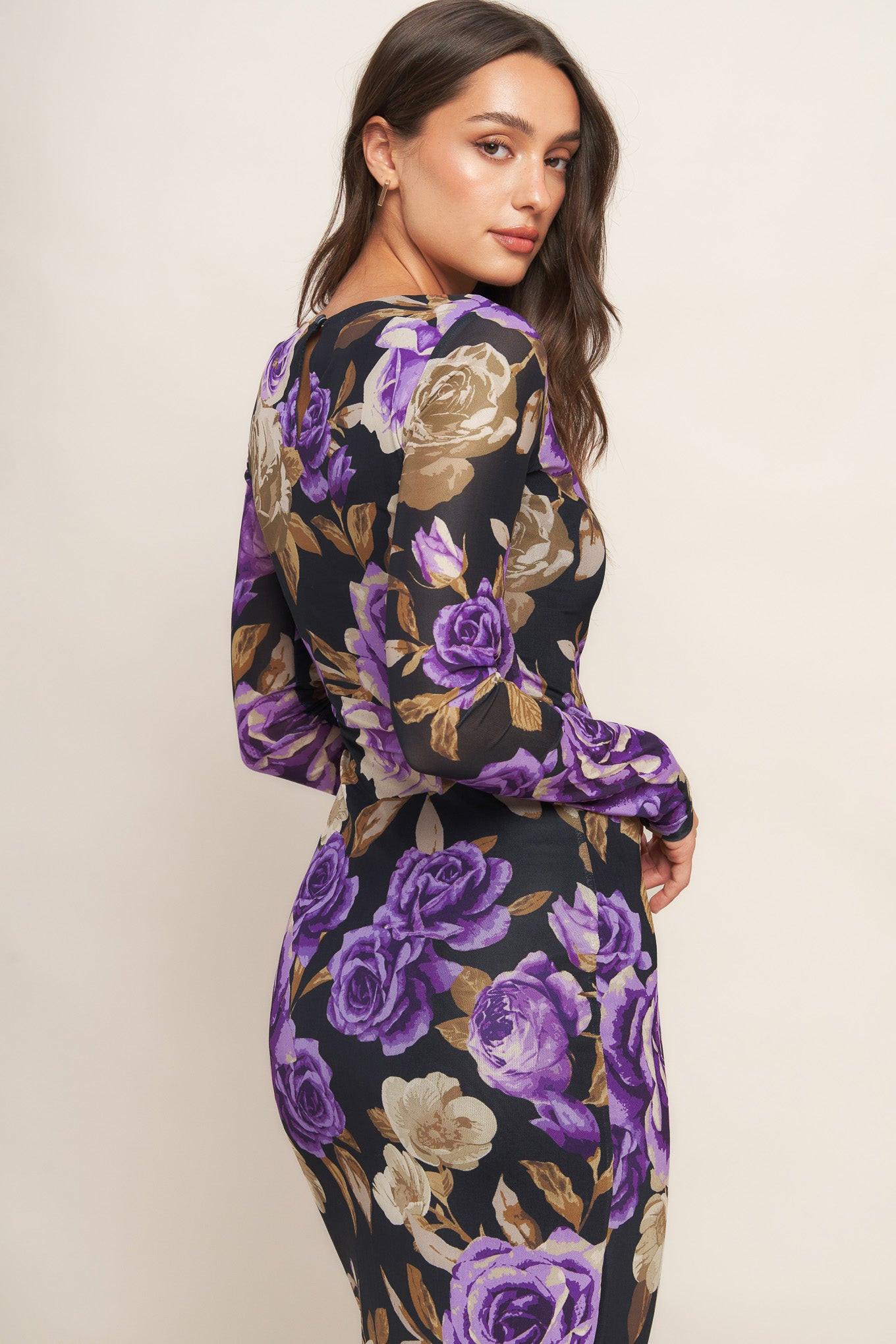 VIOLET EMBRACE POWER MESH MIDI DRESS - Glamourous Grace