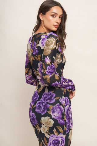 VIOLET EMBRACE POWER MESH MIDI DRESS - Glamourous Grace
