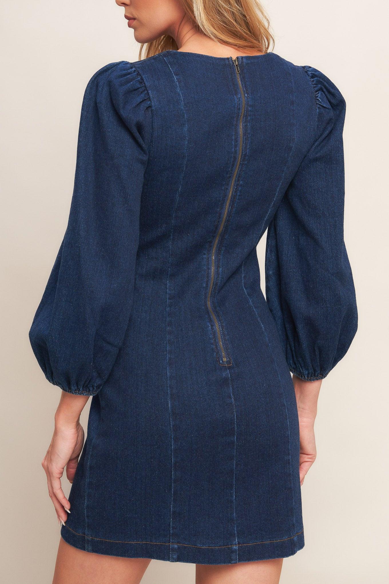 TIMELESS DENIM MINI DRESS - Glamourous Grace