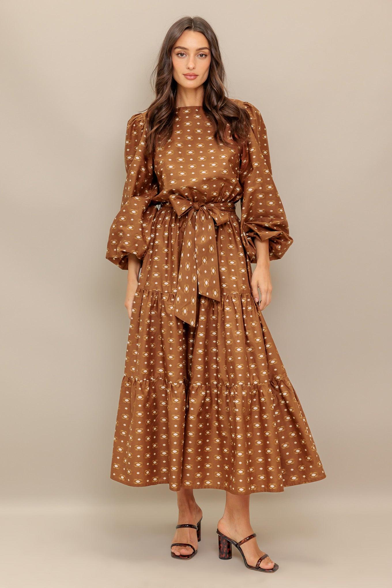 CINNAMON WALTZ WOVEN MIDI DRESS - Glamourous Grace