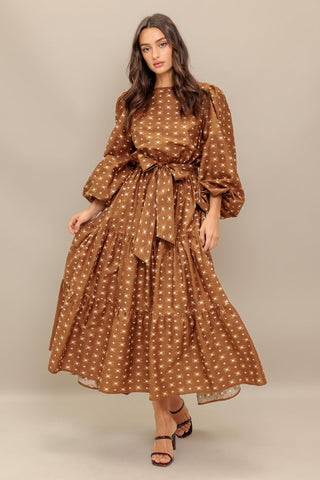 CINNAMON WALTZ WOVEN MIDI DRESS - Glamourous Grace