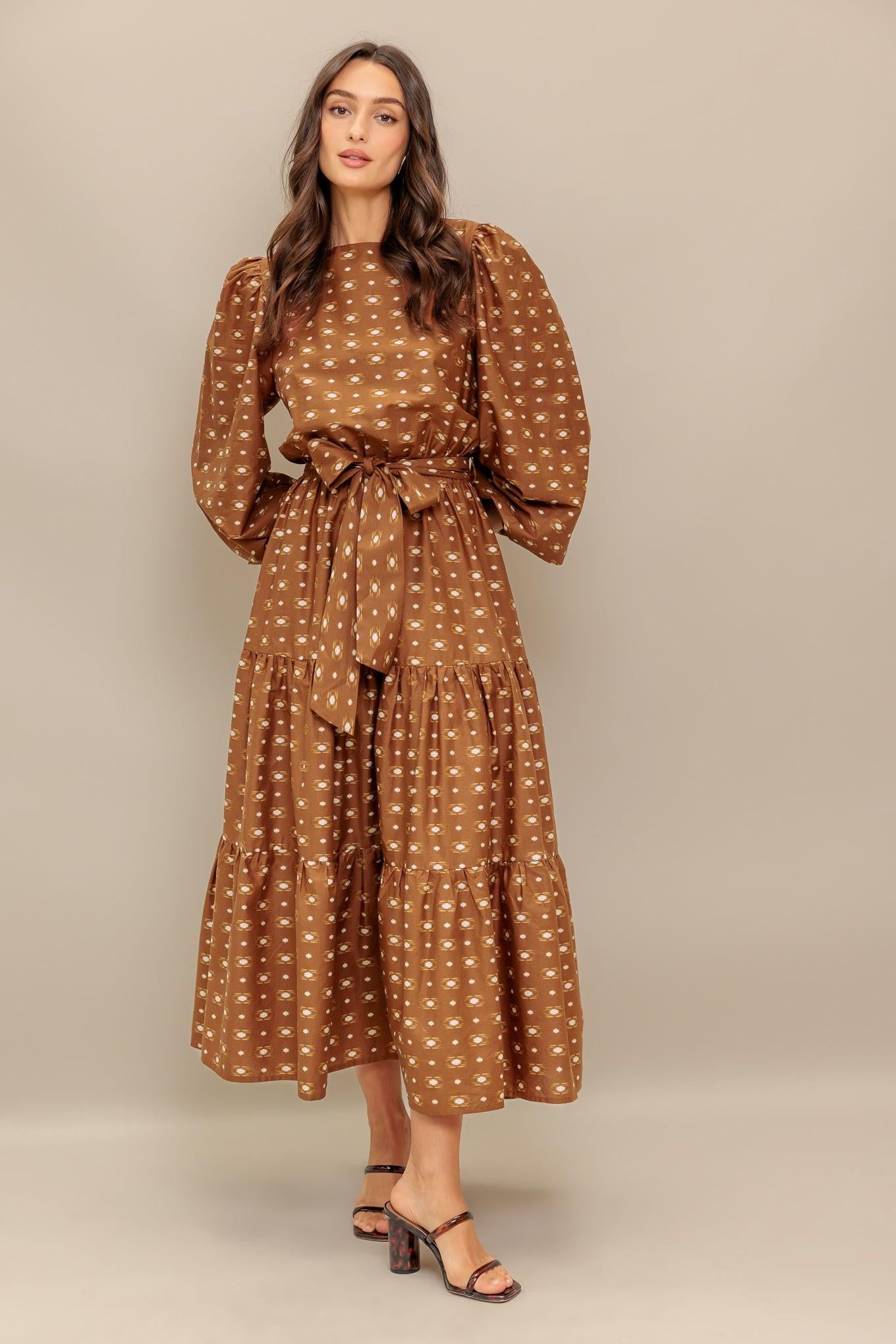 CINNAMON WALTZ WOVEN MIDI DRESS - Glamourous Grace