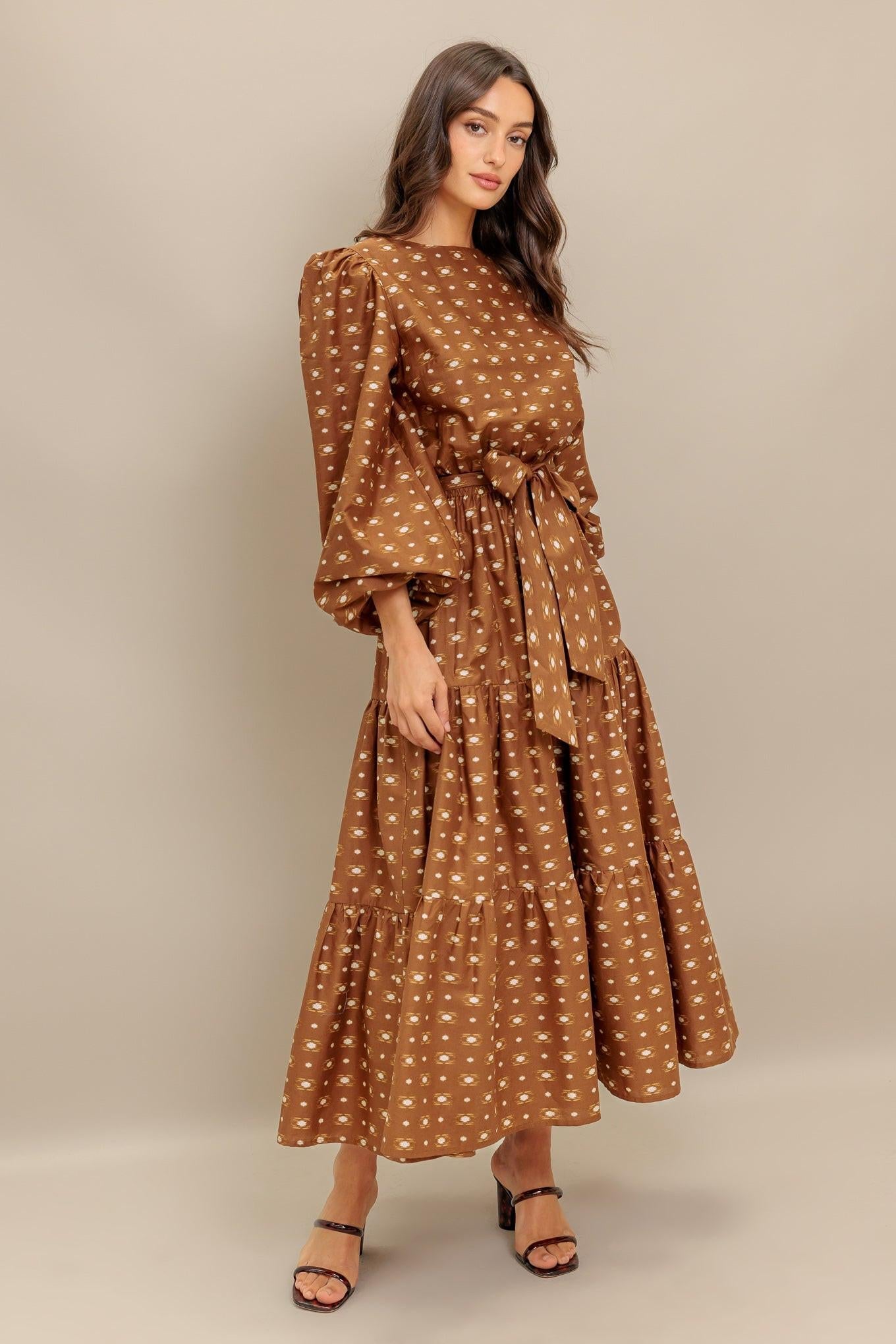 CINNAMON WALTZ WOVEN MIDI DRESS - Glamourous Grace