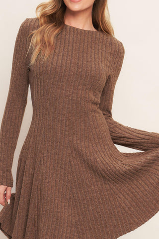 AUTUMN COFFEE BROWN KNIT MINI DRESS - Glamourous Grace