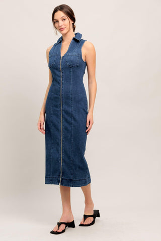 EVERYDAY EDGE DENIM MIDI DRESS - Glamourous Grace