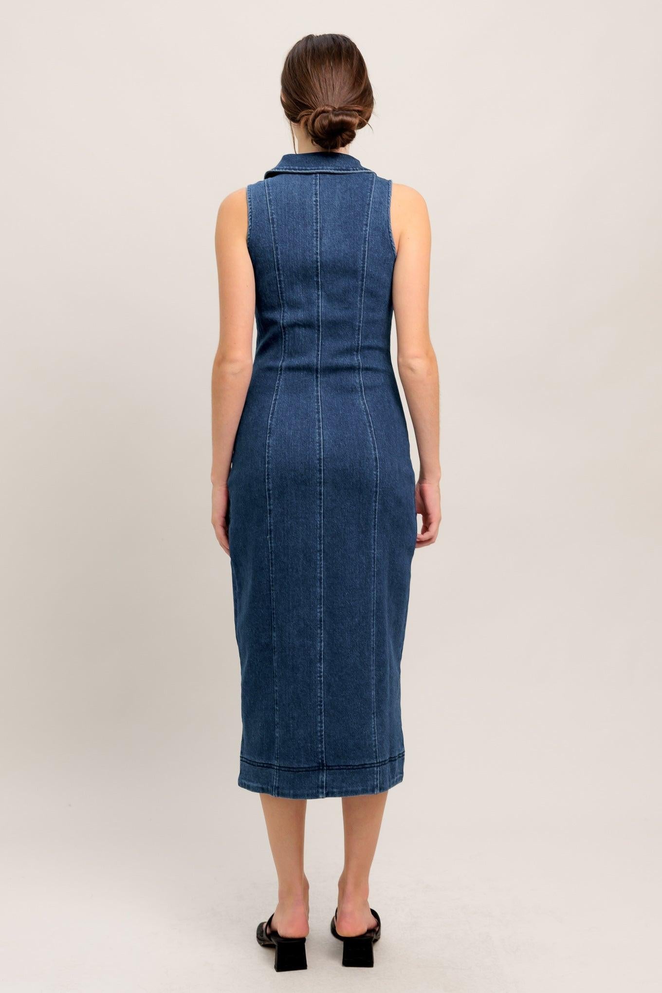 EVERYDAY EDGE DENIM MIDI DRESS - Glamourous Grace